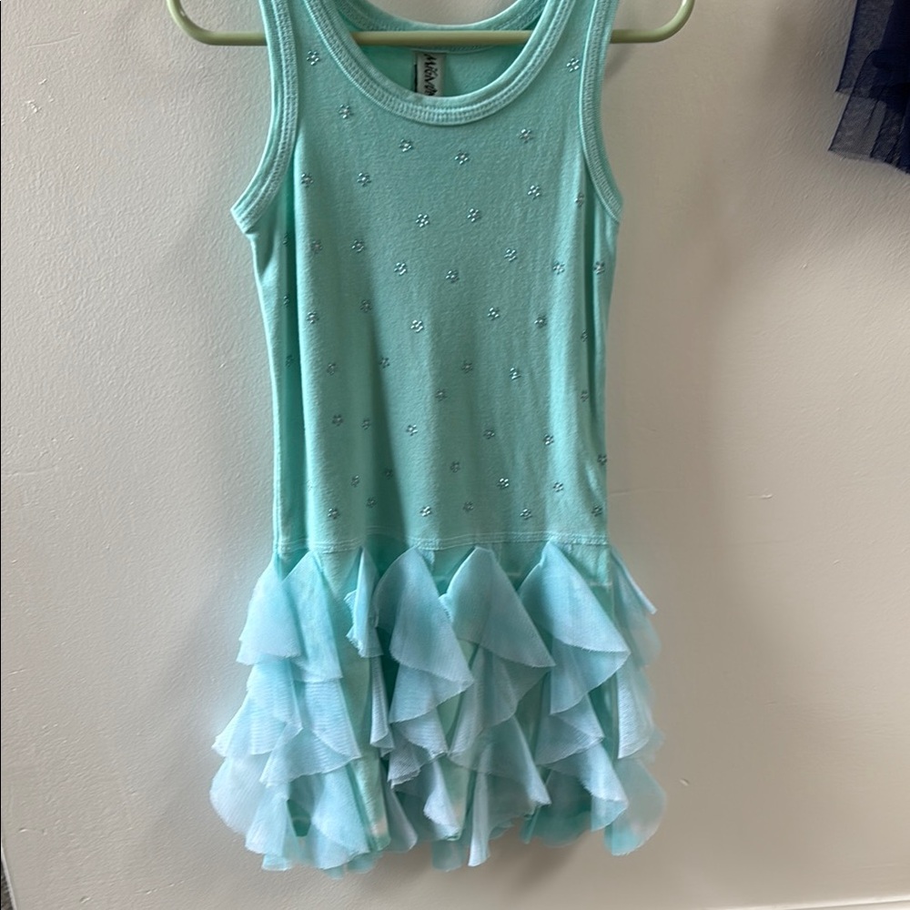 Mignone Aqua Ruffle Kids Casual Dress